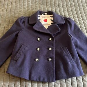 Janie and Jack toddler girl navy blue peacoat. Size 2T.